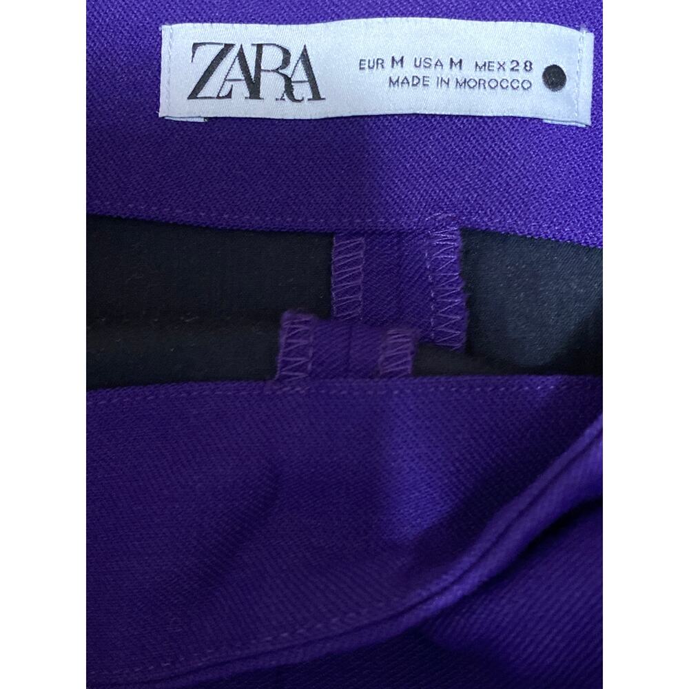 Zara Women's Purple Indigo Long Sleeve Square Neck Backless Crop Top Size M - Picture 5 of 5